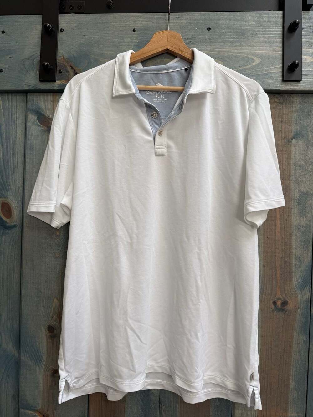 Tommy Bahama White Short Sleeve Polo Shirt with Contrast Grey Placket Men's XL